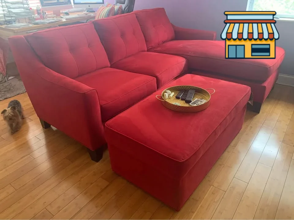 Cindy Crawford's Red Sectional with Chaise and Storage • Location: Hallandale Beach, FL • Price: 749