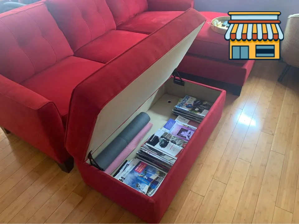 Cindy Crawford's Red Sectional with Chaise and Storage thumbnail 3