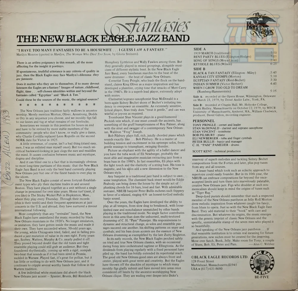 The New Black Eagle Jazz Band Fantasies LP thumbnail 2