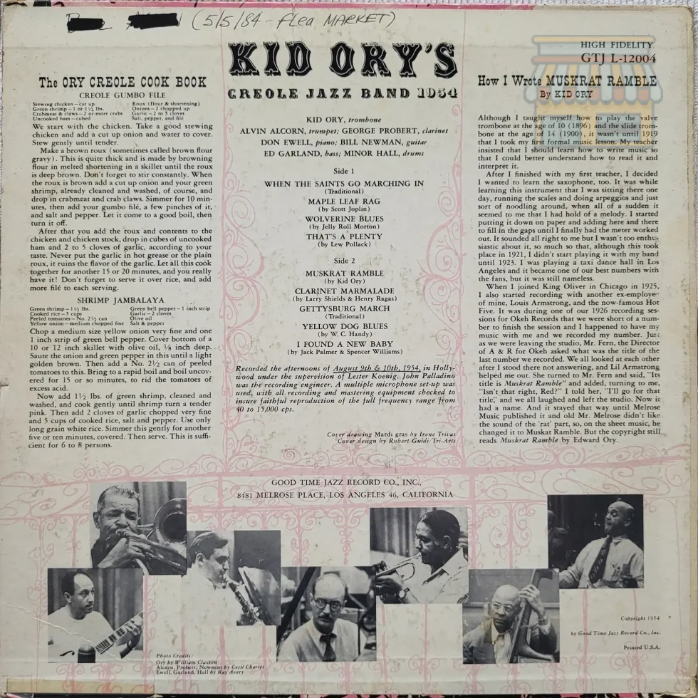 Kid Ory's Creole Jazz Band 1954 LP thumbnail 2