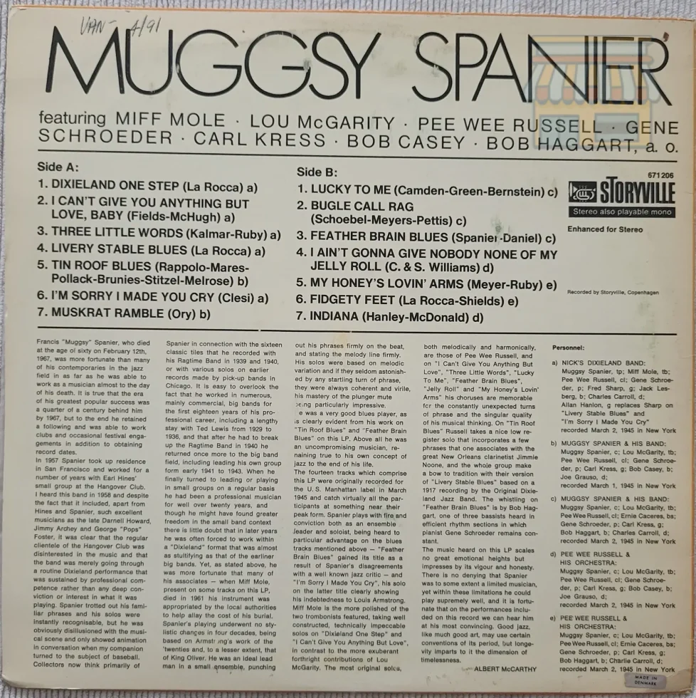 Muggsy Spanier Classic Jazz LP thumbnail 2