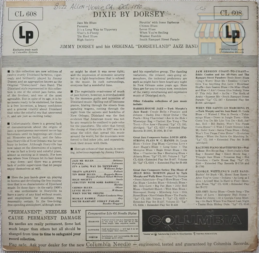 Dixie By Dorsey LP by Jimmy Dorsey thumbnail 2