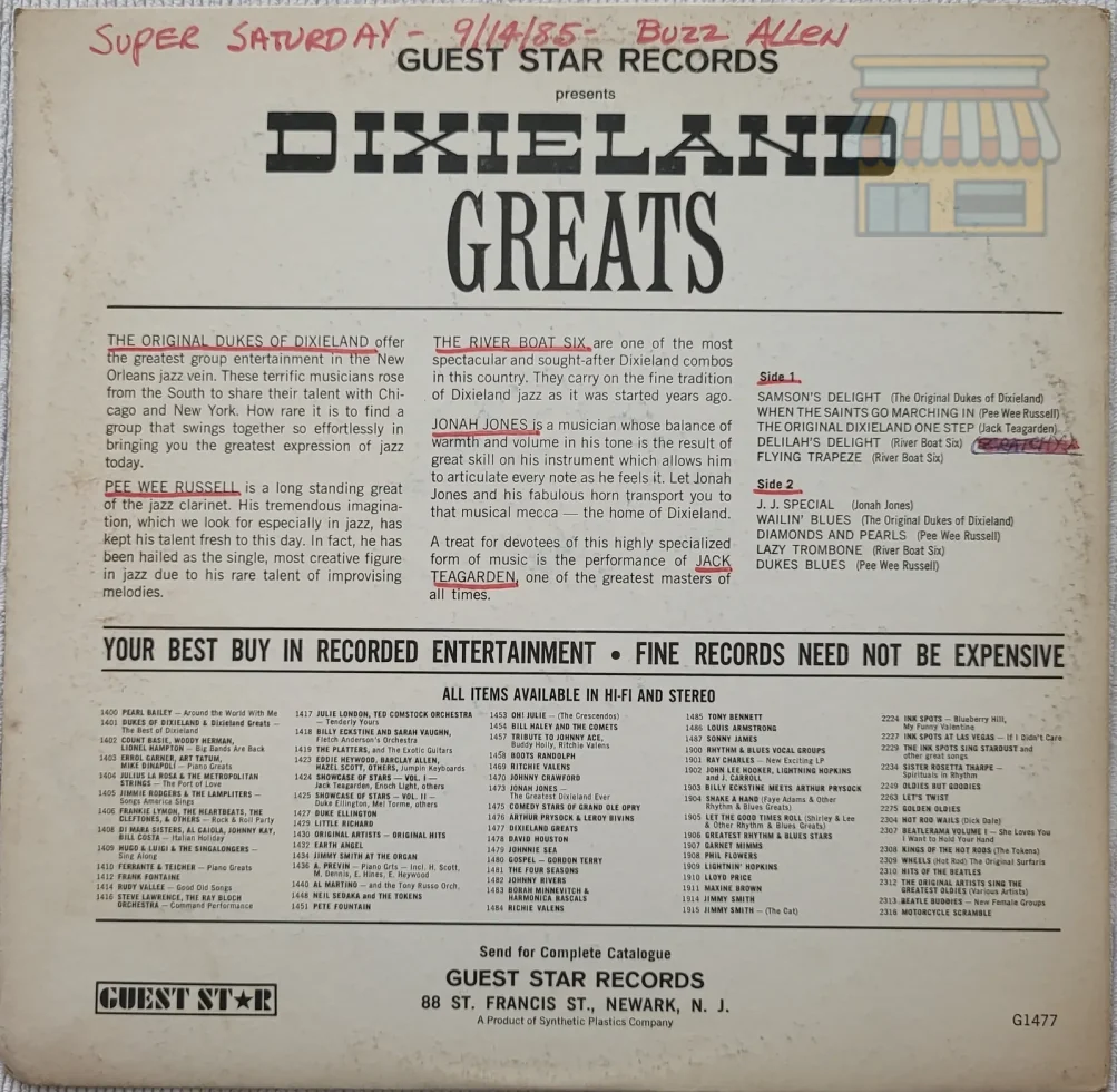 Dixieland Greats - Various Artists LP thumbnail 2