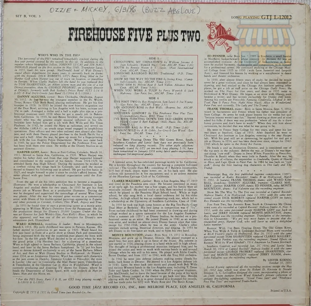 Firehouse Five Plus Two - The Firehouse Five Vol 3 thumbnail 2