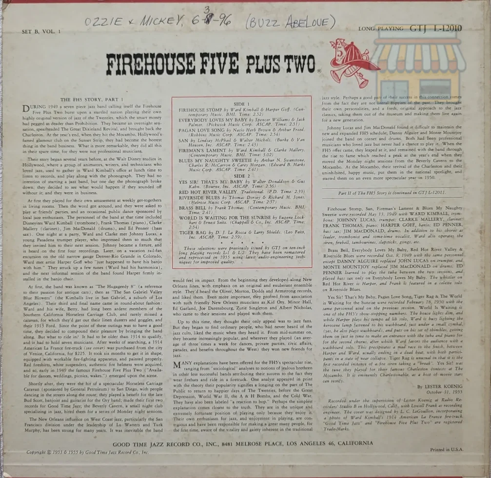 The Firehouse 5 Plus 2 - Classic Jazz LP thumbnail 2