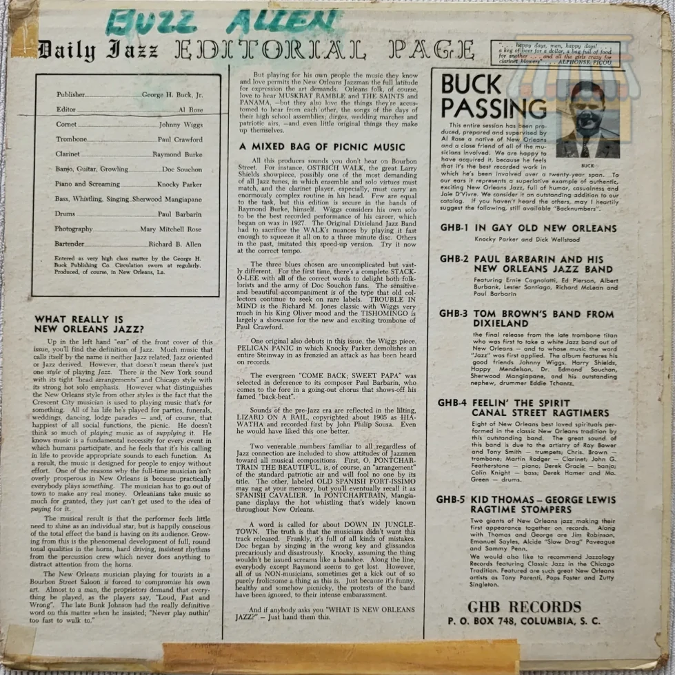 New Orleans Daily Jazz LP - Classic Jazz thumbnail 2
