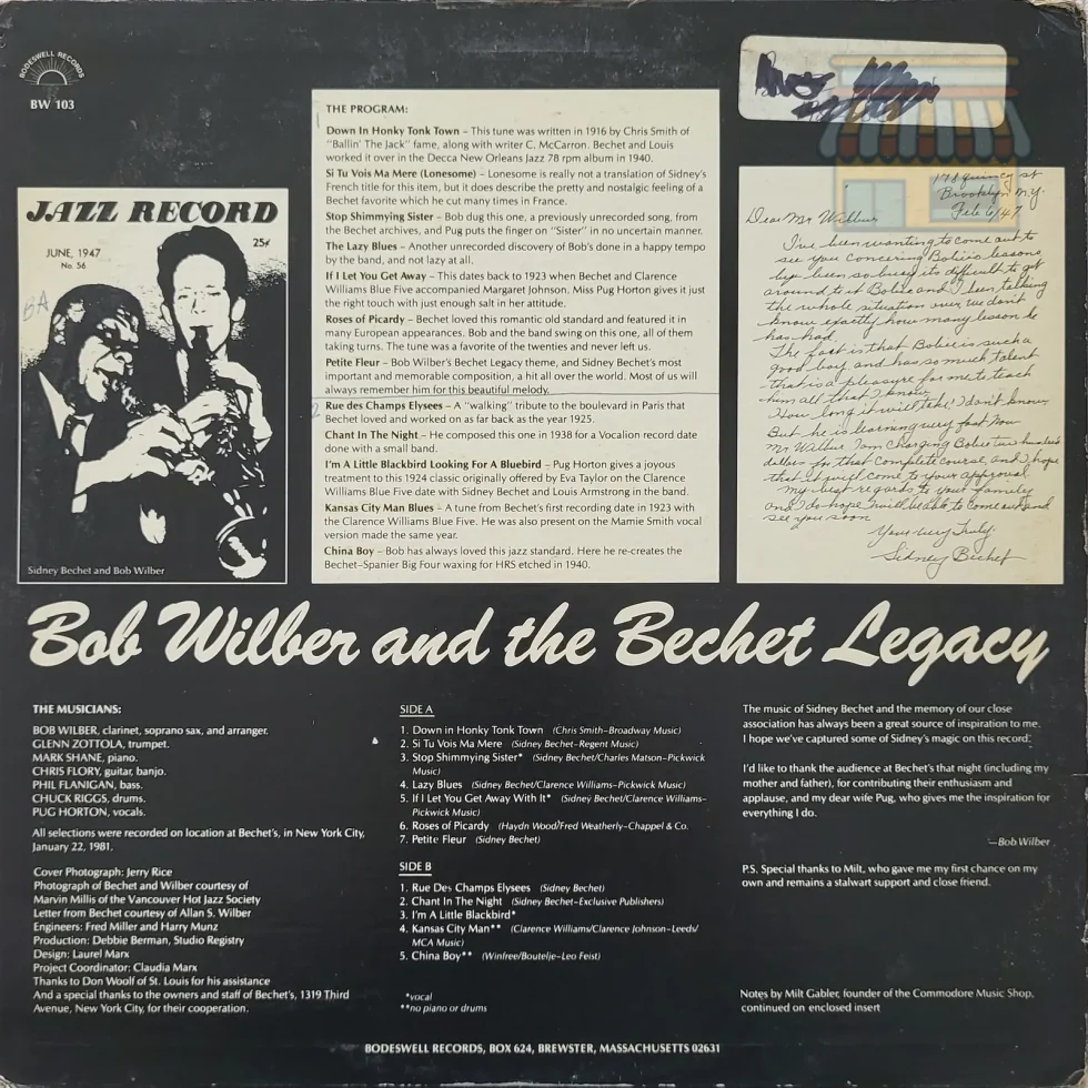 Bob Wilber and the Bechet Legacy Jazz LP thumbnail 2