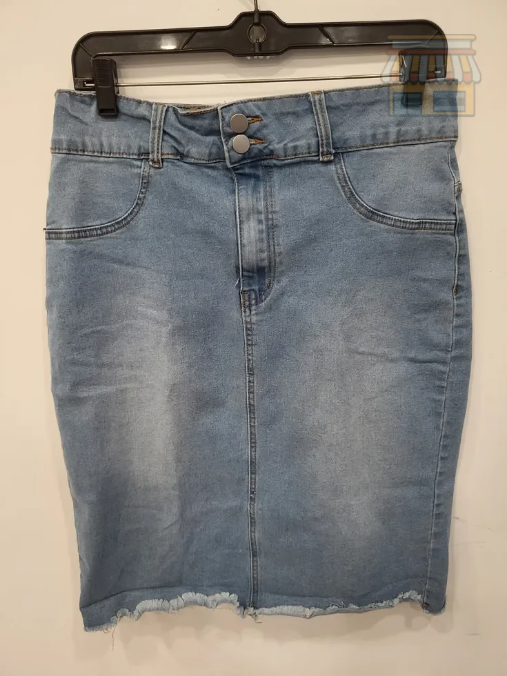 Blue Denim Pencil Skirt with Raw Hem • Condition: Excellent • Location: Davie, FL • Price: Free