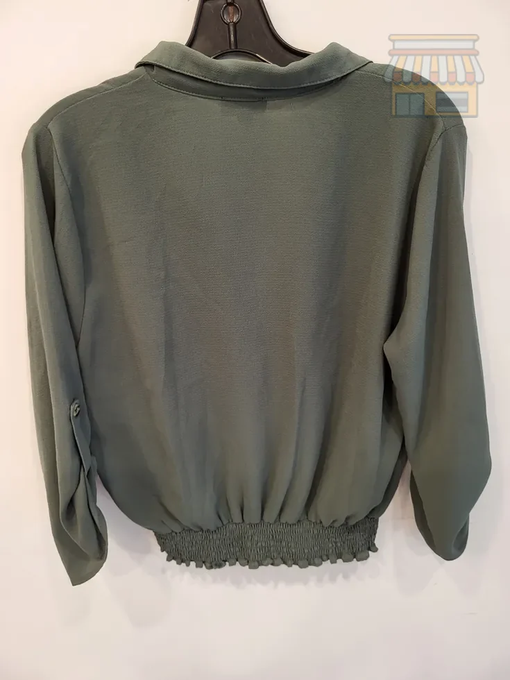 Olive Green Collared Blouse Large thumbnail 2
