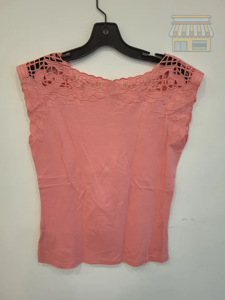 Pink Cap Sleeve Top with Lace Detail thumbnail 2