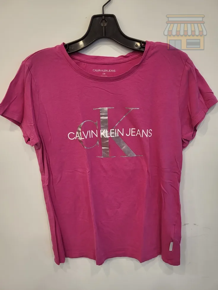 Calvin Klein Pink Logo T-Shirt Size L • Condition: Excellent • Location: Davie, FL • Price: Free