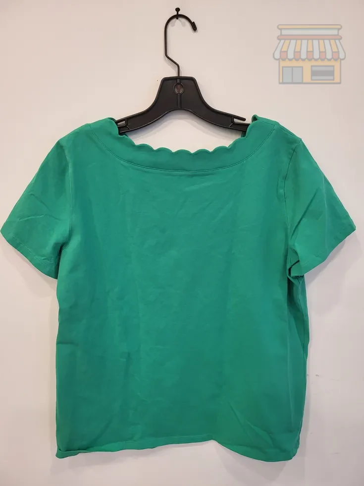 Green Short Sleeve Boat Neck T-Shirt thumbnail 2