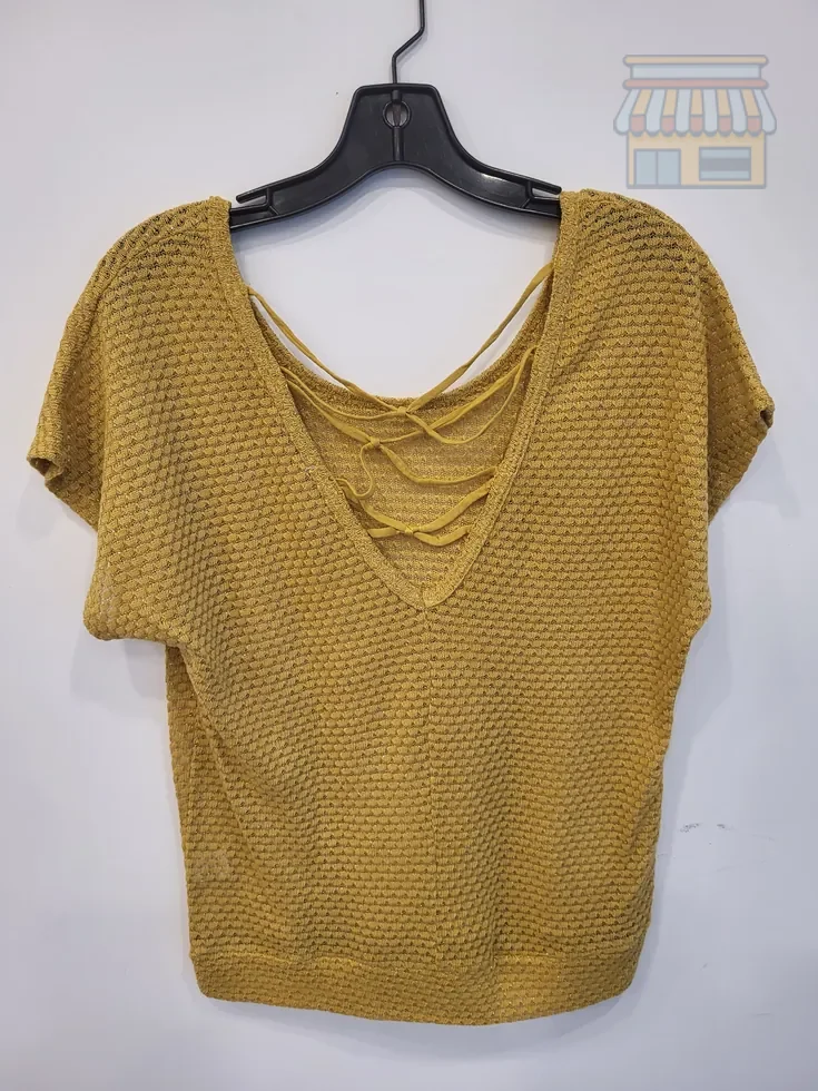 Mustard Yellow Knit V-Neck Top • Condition: Excellent • Location: Davie, FL • Price: Free