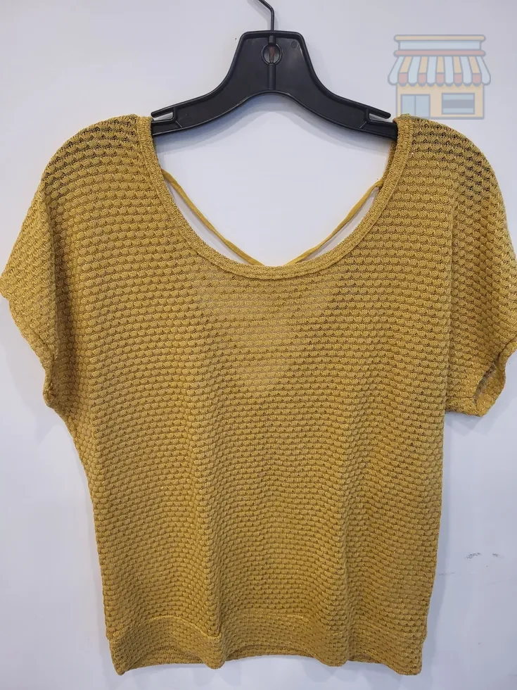 Mustard Yellow Knit V-Neck Top thumbnail 2