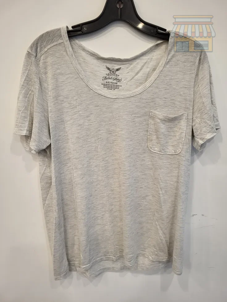 Light Gray Scoop Neck Cotton Blend Tee • Condition: Excellent • Location: Davie, FL • Price: Free