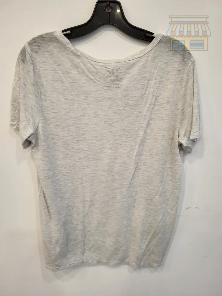 Light Gray Scoop Neck Cotton Blend Tee thumbnail 2