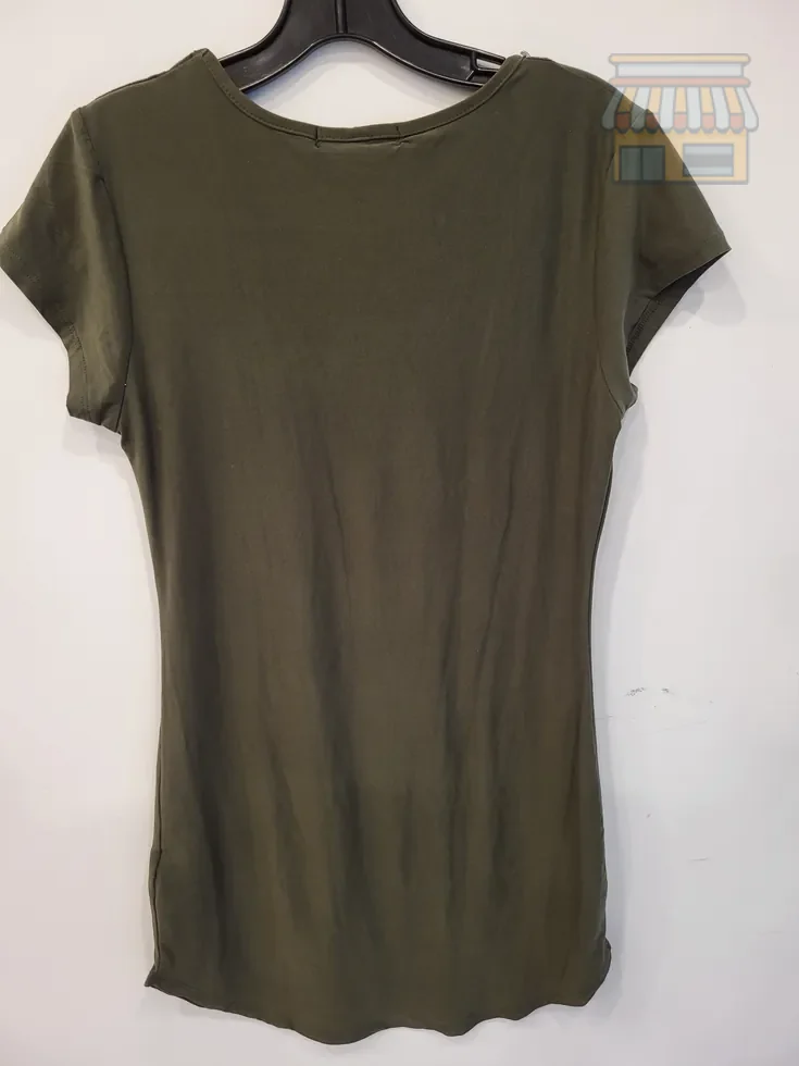 Olive Green Slim Scoop Neck T-Shirt thumbnail 2