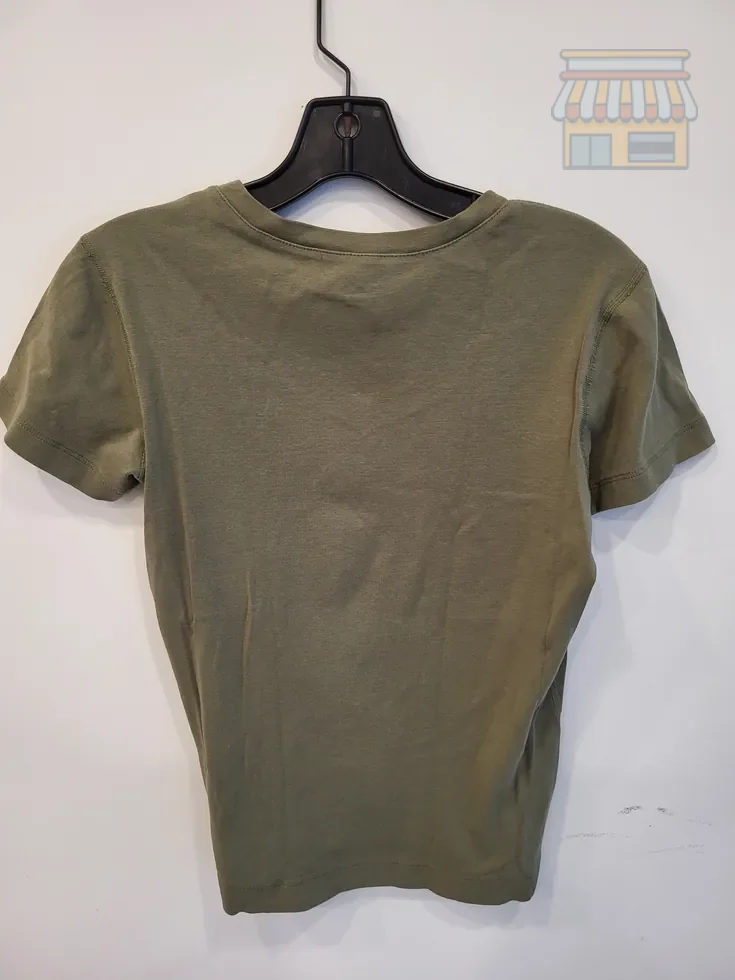 Olive Green V-Neck Cotton T-Shirt thumbnail 2