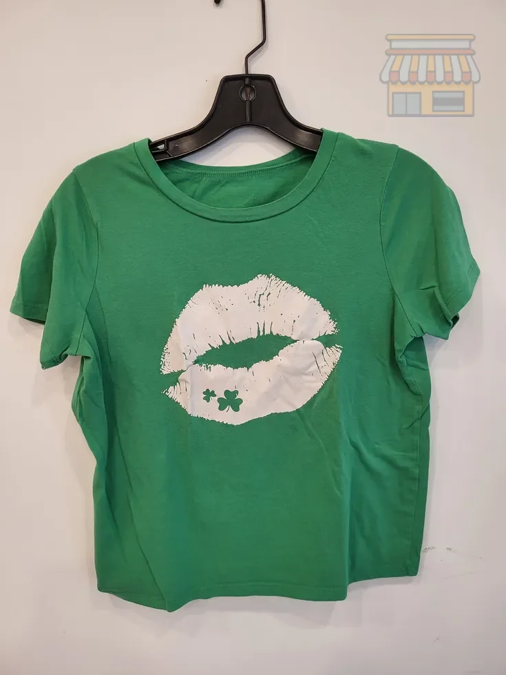 Green T-Shirt with White Lips Graphic • Condition: Excellent • Location: Davie, FL • Price: Free