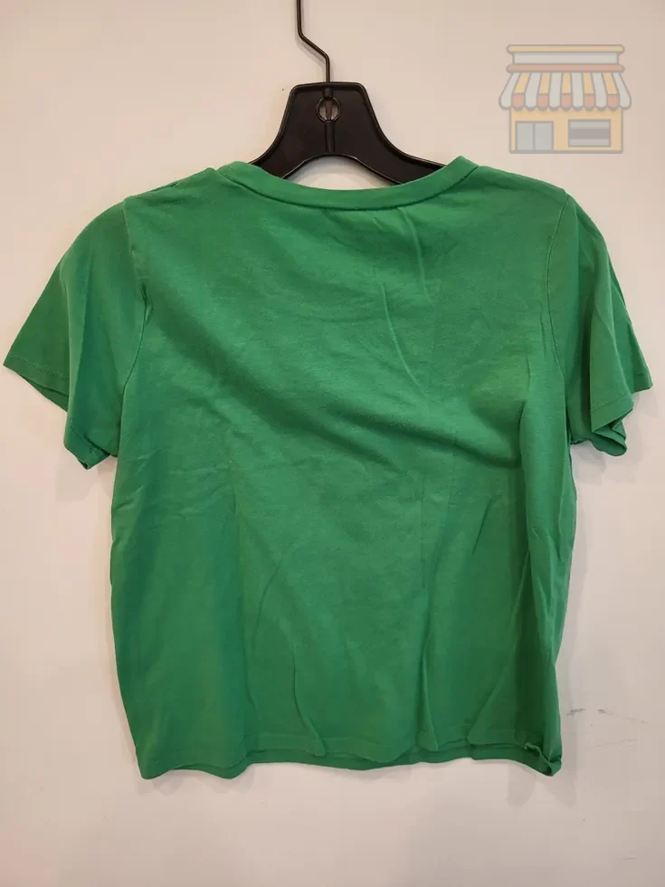 Green T-Shirt with White Lips Graphic thumbnail 2