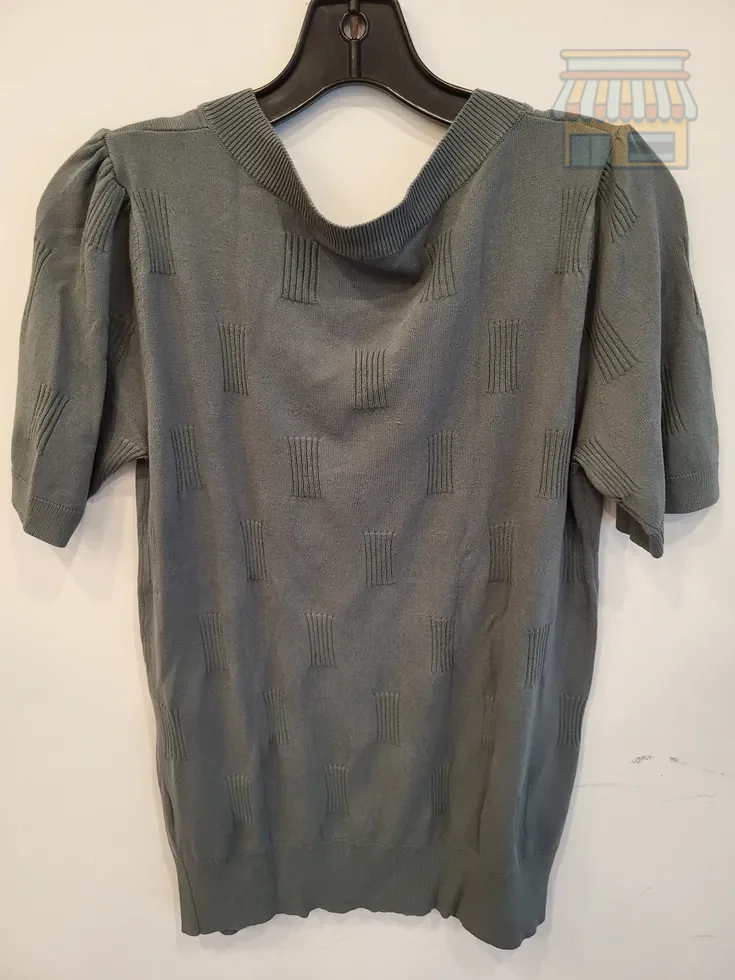 Gray V-Neck Elbow Sleeve Top thumbnail 2