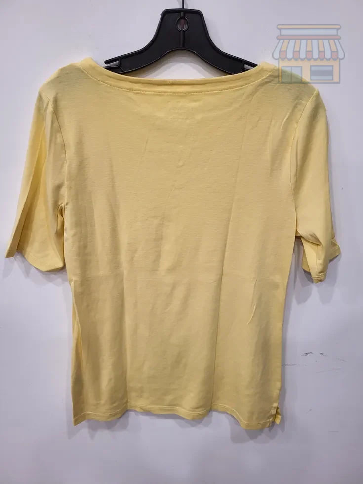 Yellow Cotton Three-Quarter Sleeve Top thumbnail 2