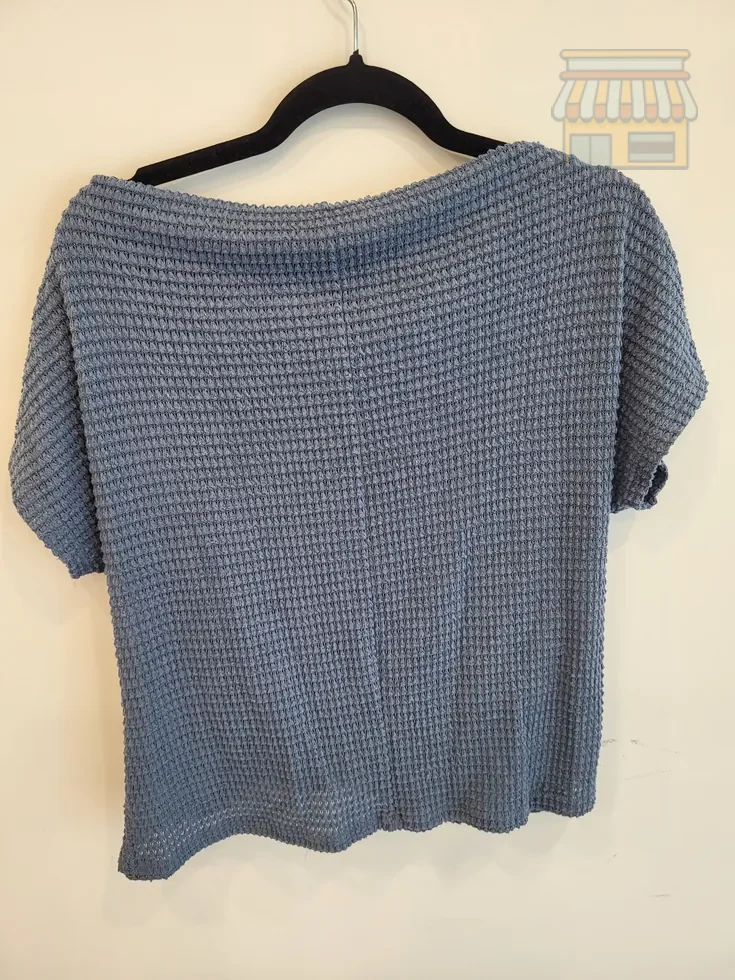 Blue Relaxed Boat Neck Top thumbnail 2