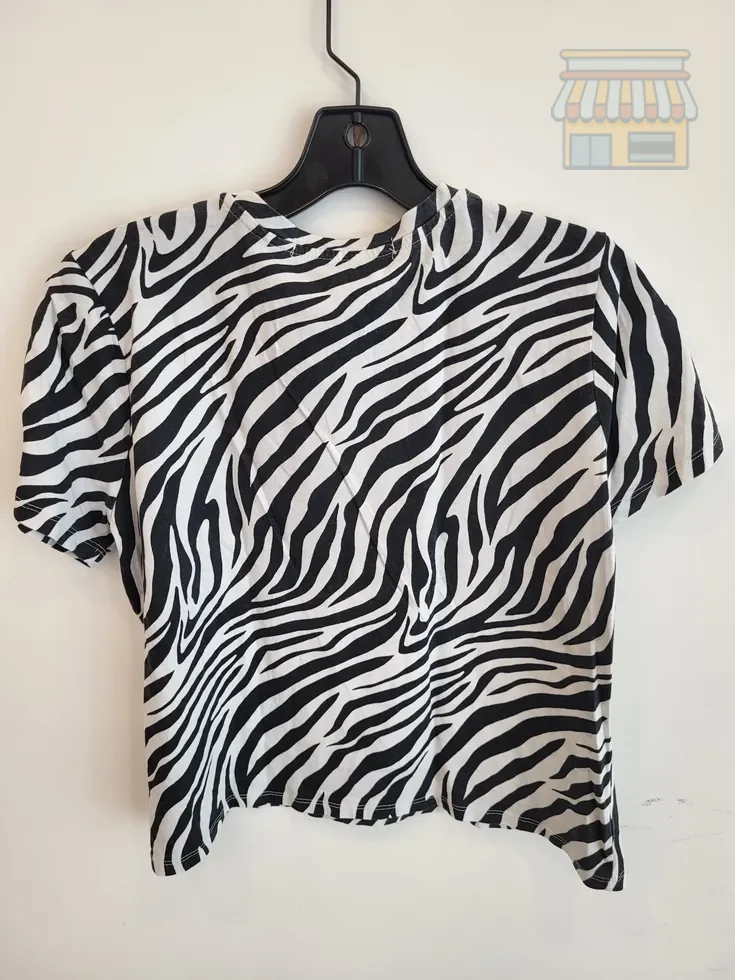 Zebra Print Short Sleeve Crop Top thumbnail 2