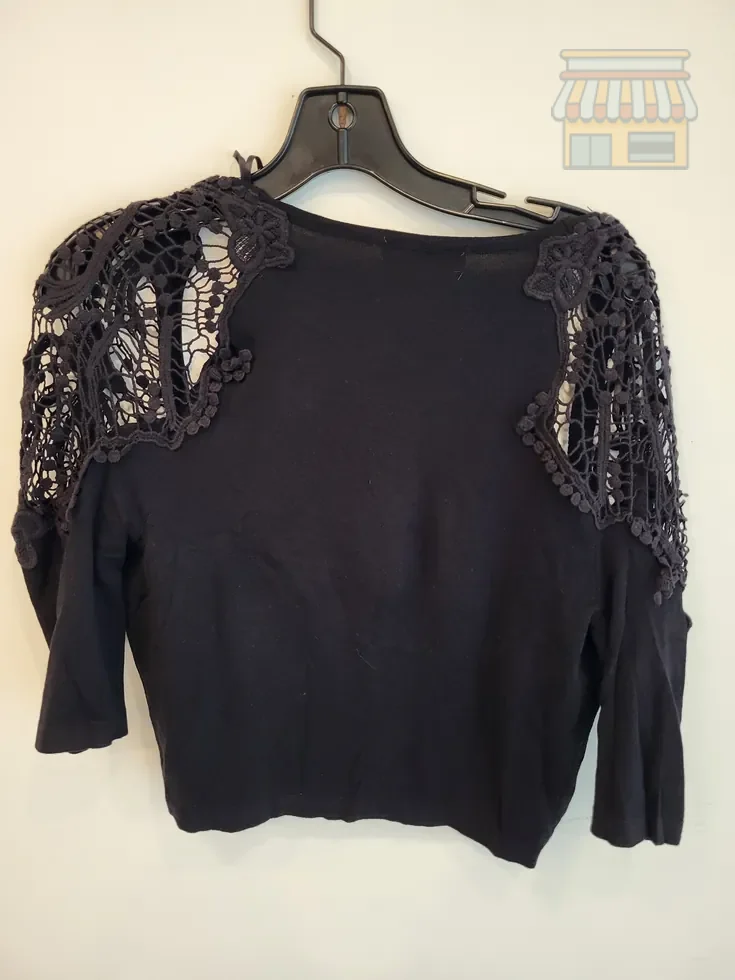 Black Crochet Sleeve Women's Top thumbnail 2