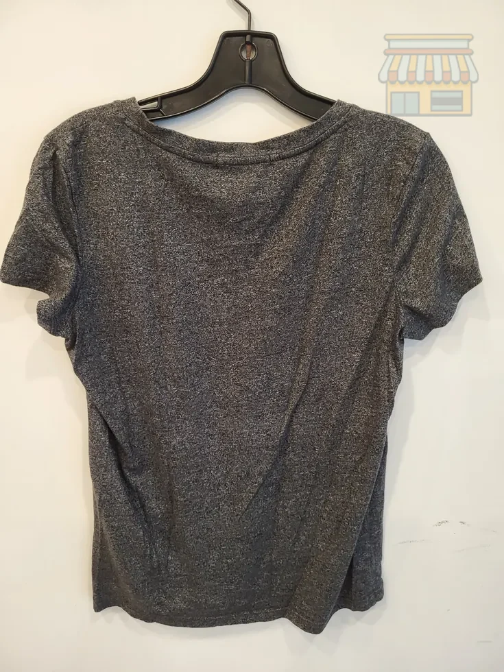 Dark Gray V-Neck Cotton Blend T-Shirt thumbnail 2