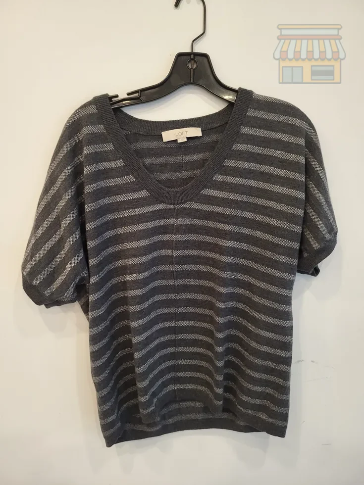 Gray Striped V-Neck Short Sleeve Top • Condition: Excellent • Location: Davie, FL • Price: Free