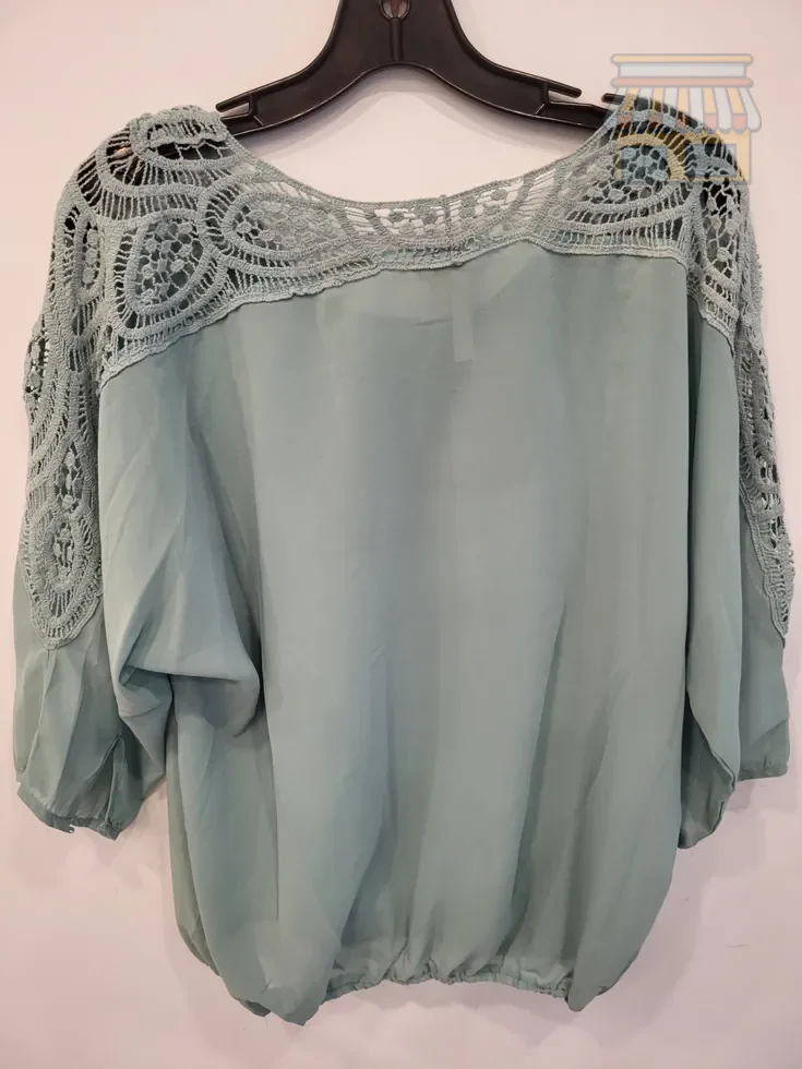 Teal Lace Detail Women's Top XL thumbnail 2