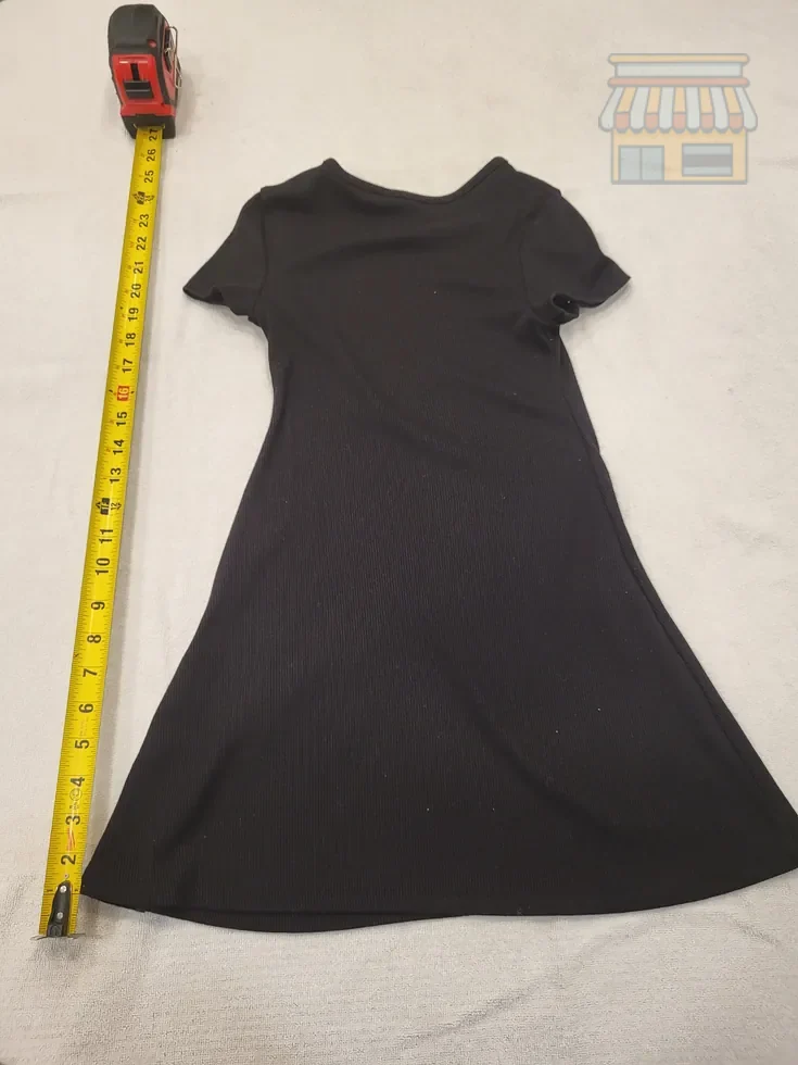 Black A-Line Short Sleeve Kids Dress thumbnail 2