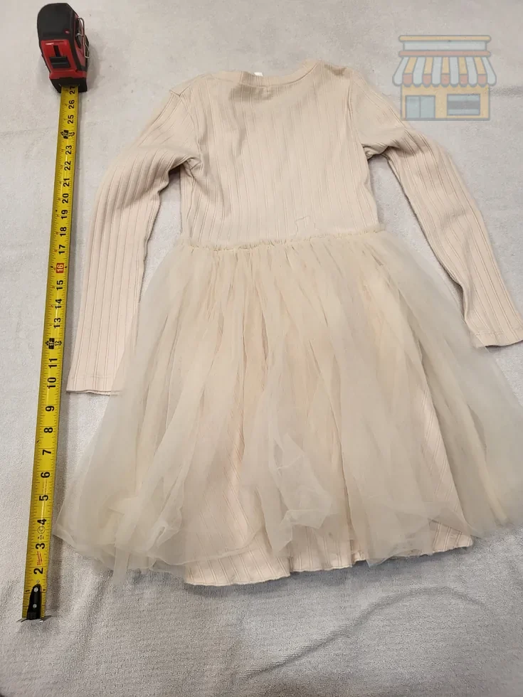 Girls' Cream Tulle Skirt Dress thumbnail 2