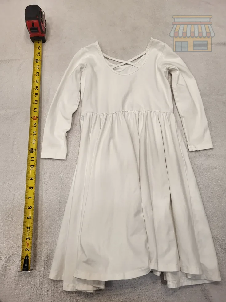 White Long Sleeve Girls Dress thumbnail 2