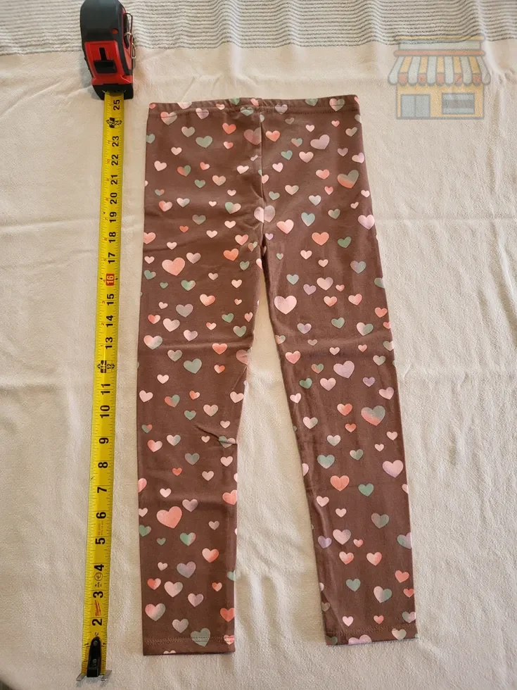 Girls' Maroon Heart Printed Leggings thumbnail 2
