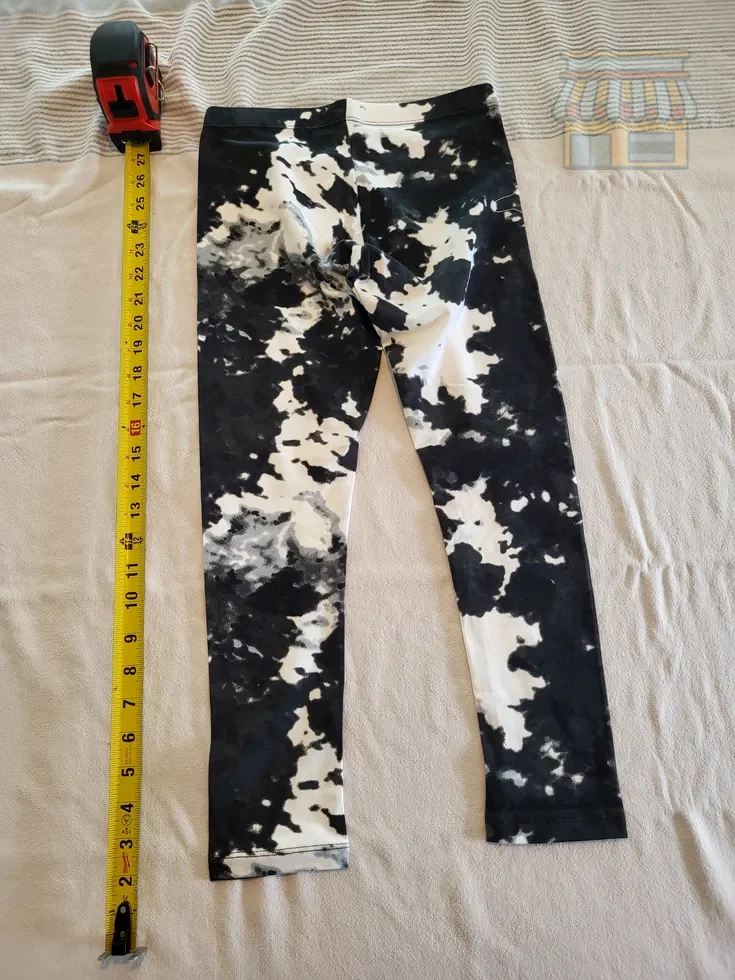 Girls' Black & White Tie-Dye Leggings thumbnail 2