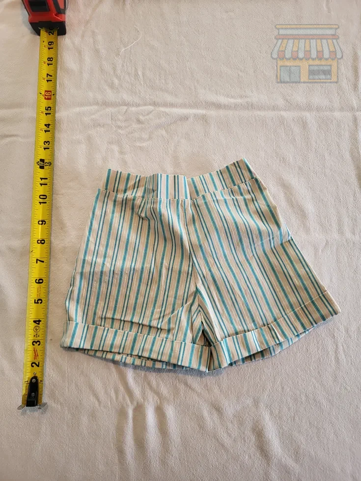 Girls' White and Blue Striped Shorts thumbnail 2