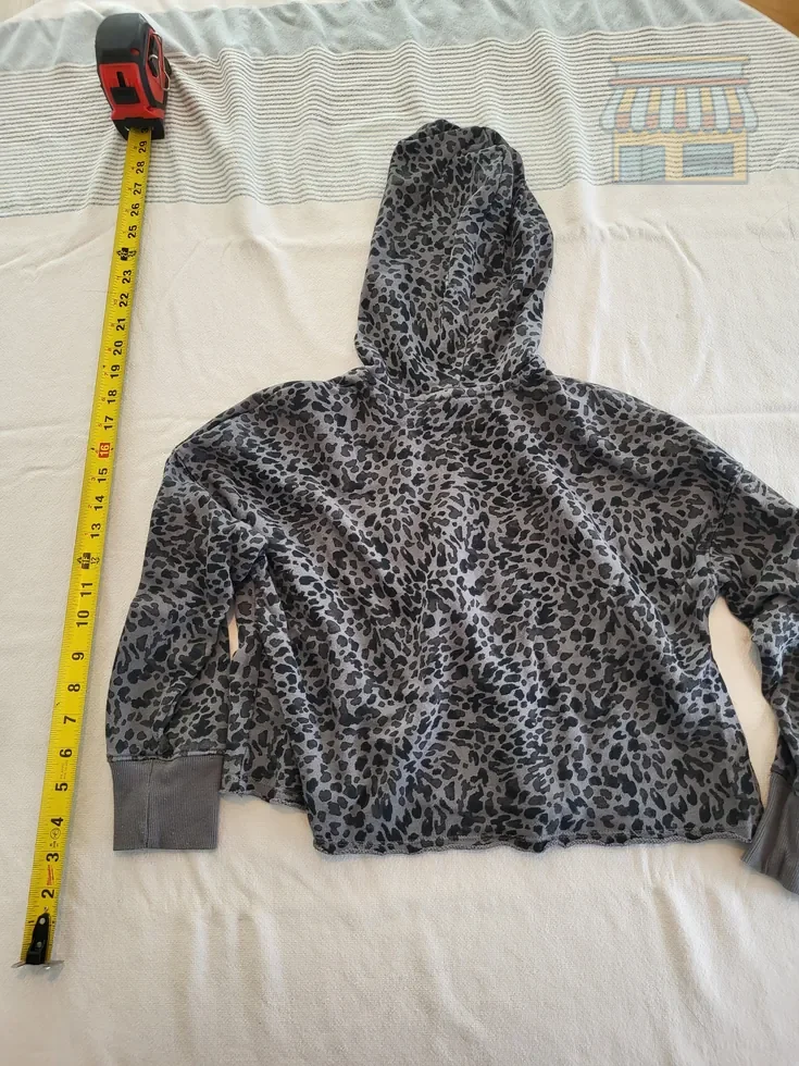 Grey Leopard Print Fleece Hoodie thumbnail 2