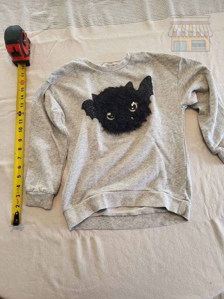 Girls' Gray Crewneck Sweatshirt with Bat Embro • Condition: Excellent • Location: Davie, FL • Price: Free
