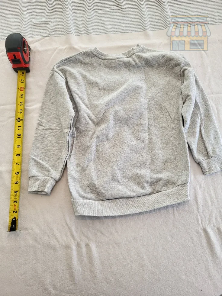 Girls' Gray Crewneck Sweatshirt with Bat Embro thumbnail 2