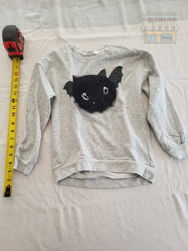 Gray Girls' Crewneck Sweatshirt with Cat Face • Condition: Excellent • Location: Davie, FL • Price: Free