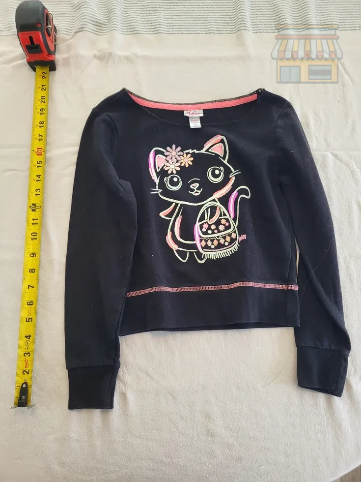 Girls Navy Crewneck Sweatshirt with Cat • Condition: Excellent • Location: Davie, FL • Price: Free