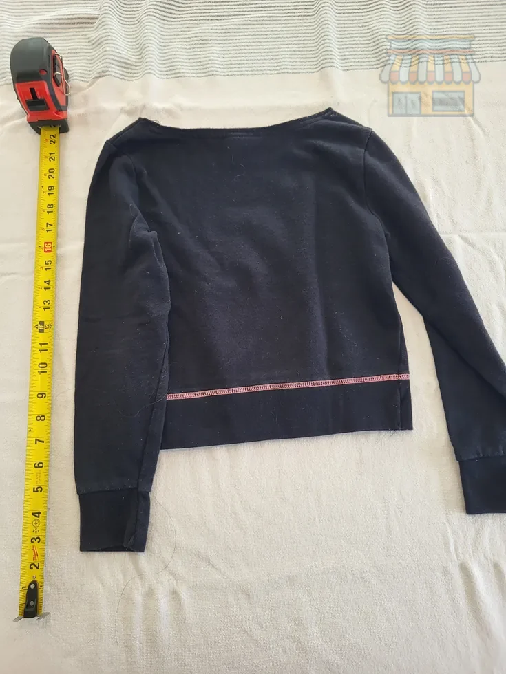 Girls Navy Crewneck Sweatshirt with Cat thumbnail 2