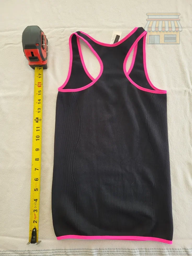 Girls' Black Racerback Tank Top with Pink Trim thumbnail 2