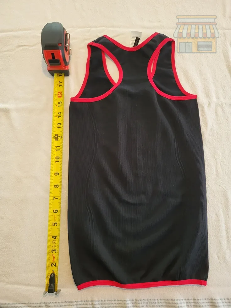Girls' Black Racerback Tank Top with Red Trim thumbnail 2