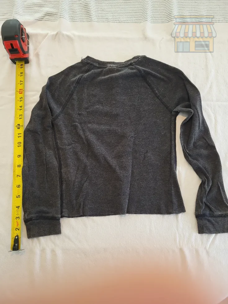 Girls' Dark Gray Long Sleeve Henley Top thumbnail 2