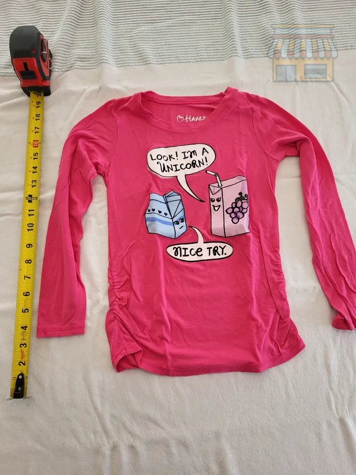 Girls' Pink Long-Sleeve Unicorn Graphic Shirt • Condition: Excellent • Location: Davie, FL • Price: Free