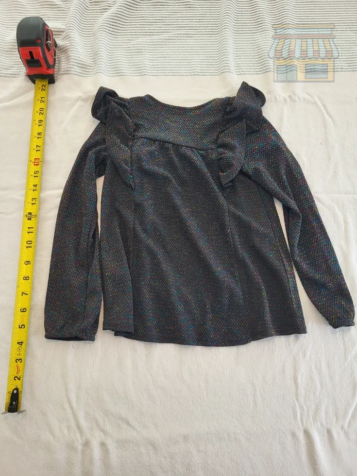 Girls' Black Long Sleeve Glitter Top thumbnail 2