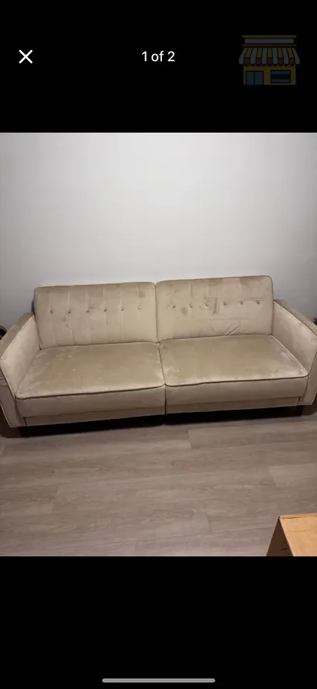 Beige Fabric Sofa Bed thumbnail 2